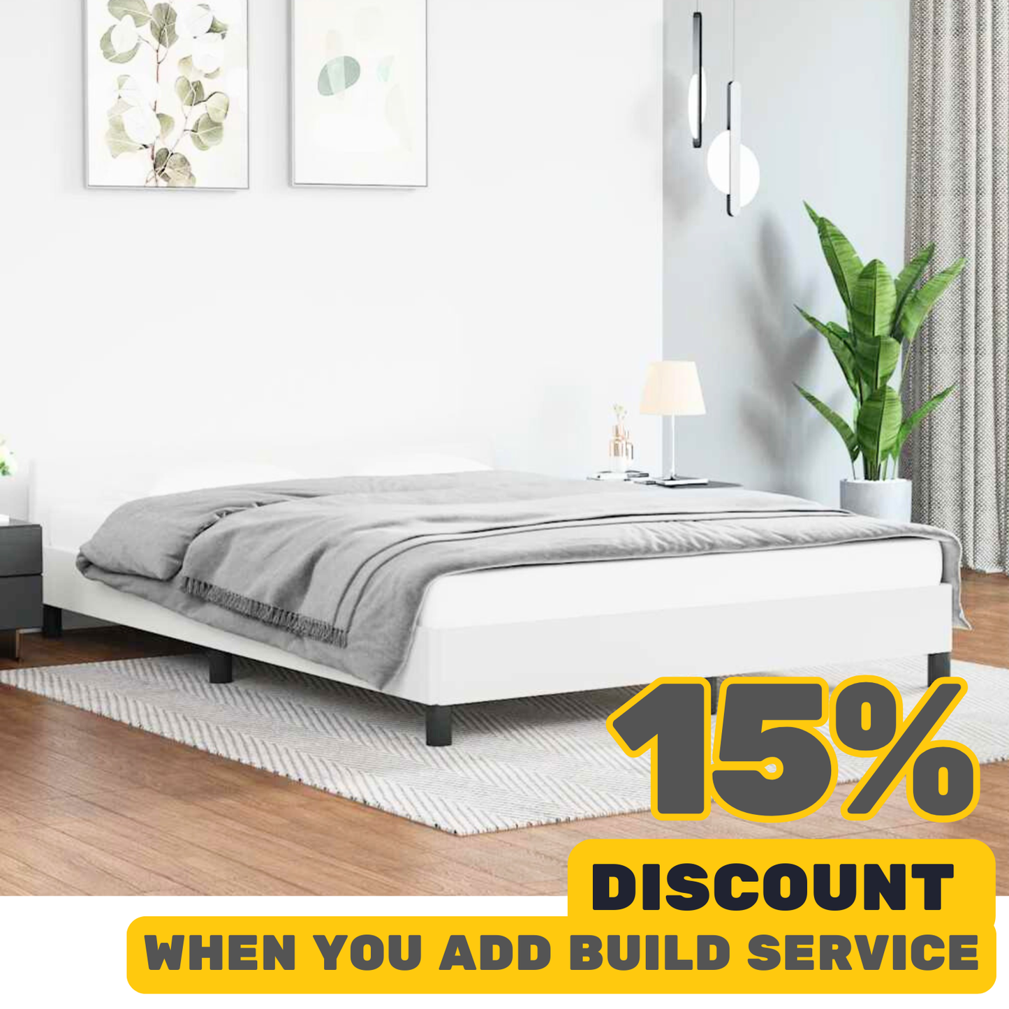 Black Bed Frame - Faux Leather