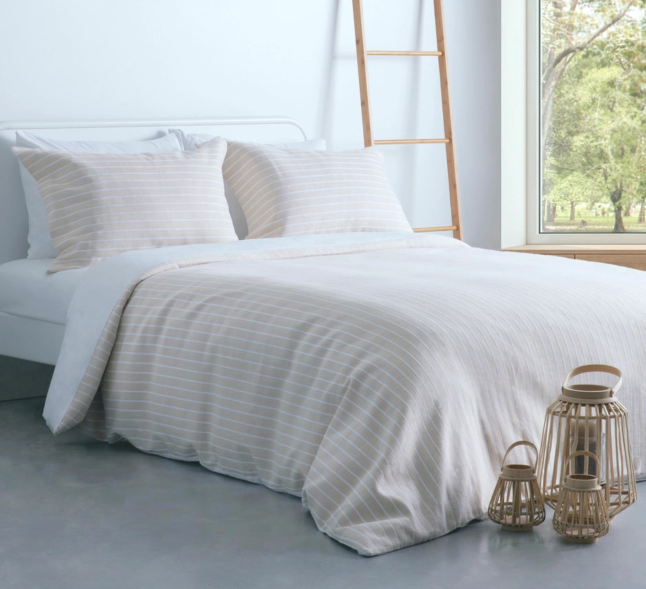 Blue Stripe Cotton Jacquard Duvet Cover Set