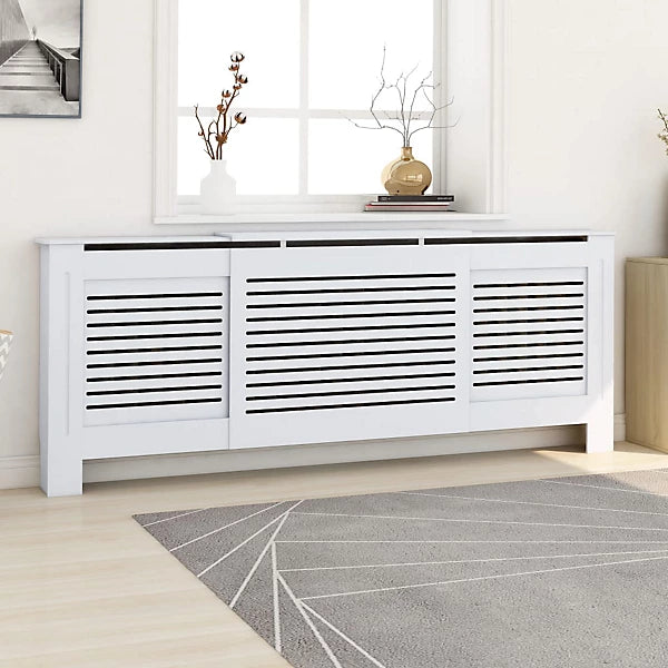 MDF Radiator Cover 205 cm - Horizontal Slats in White