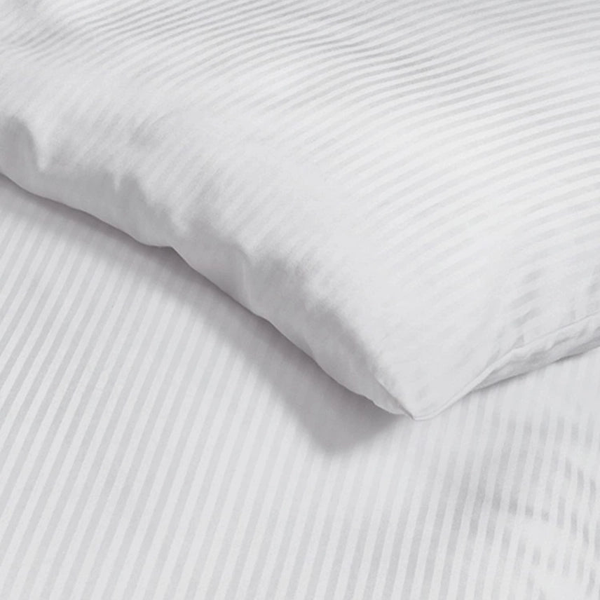 White Satin Stripe 300 Thread Count Duvet Cover Set