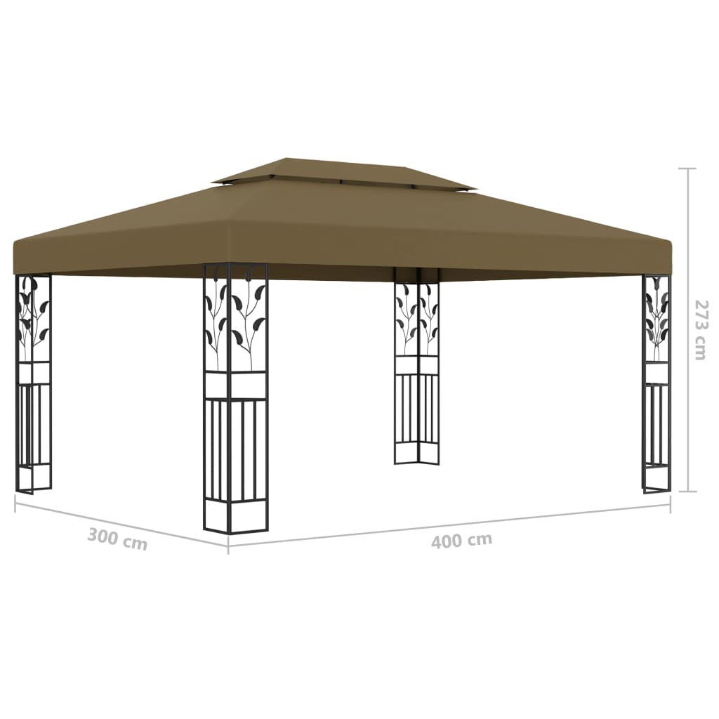 Luxury Double Roof Gazebo - Taupe roof - 3m x 4m - optional home assembly