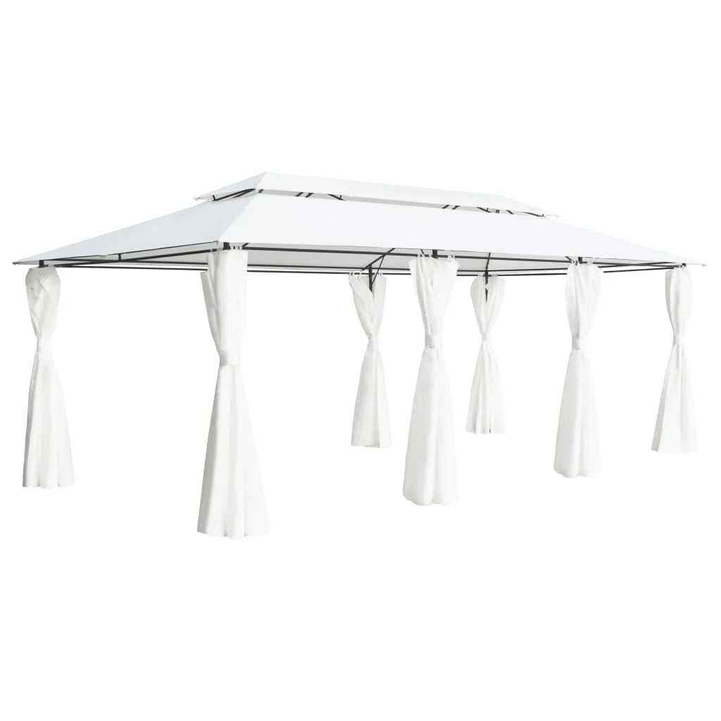 White curtained home gazebo - optional assembly included.