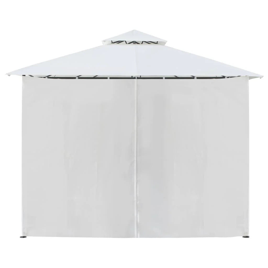 White curtained home gazebo - optional assembly included.
