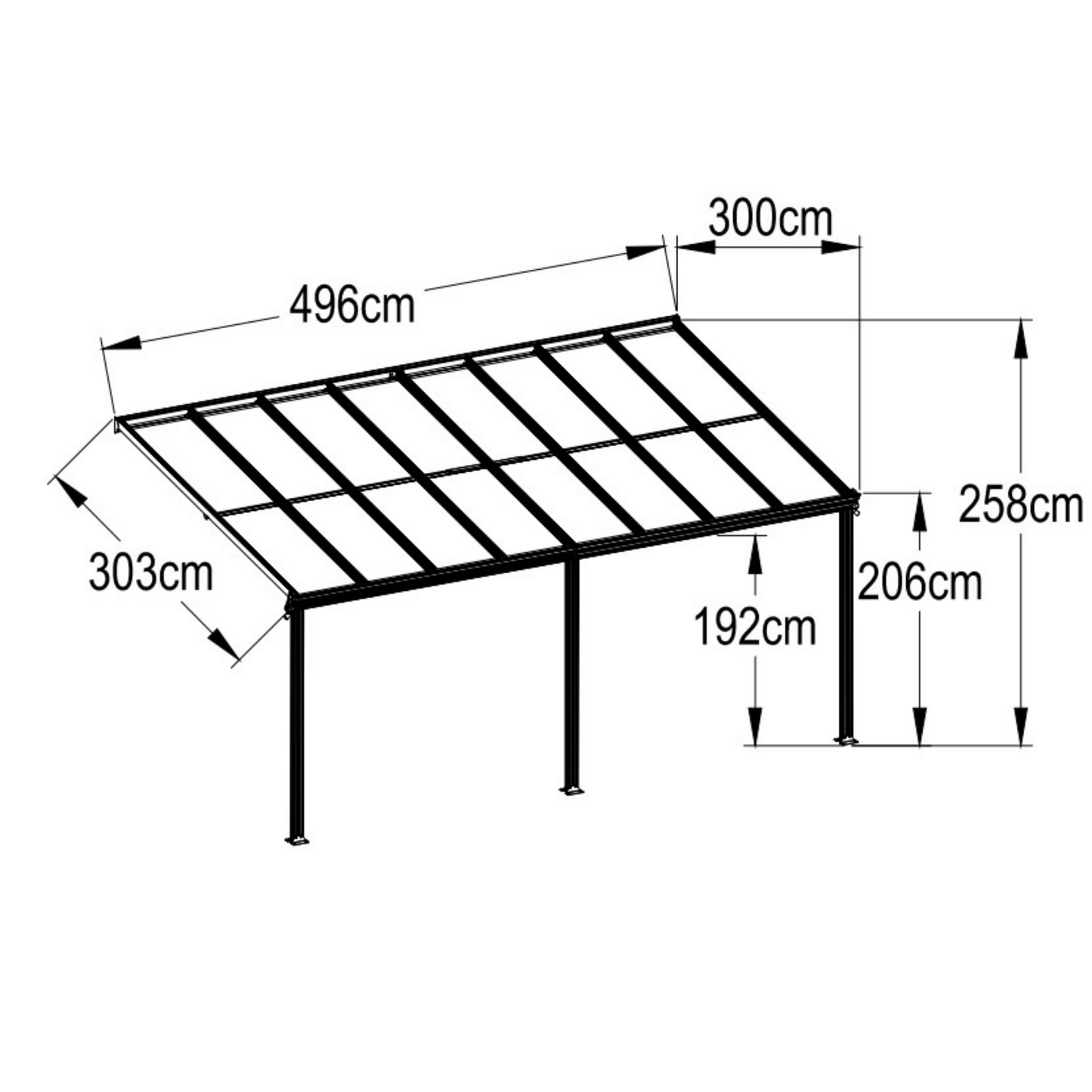 Cubierta para patio con cobertizo para cochera de 10 x 16 pies de ancho