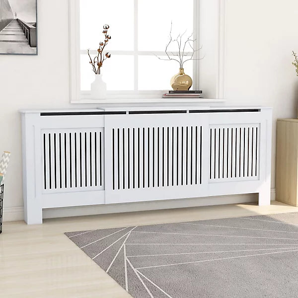 MDF Radiator Cover 205 cm - Vertical slats in White