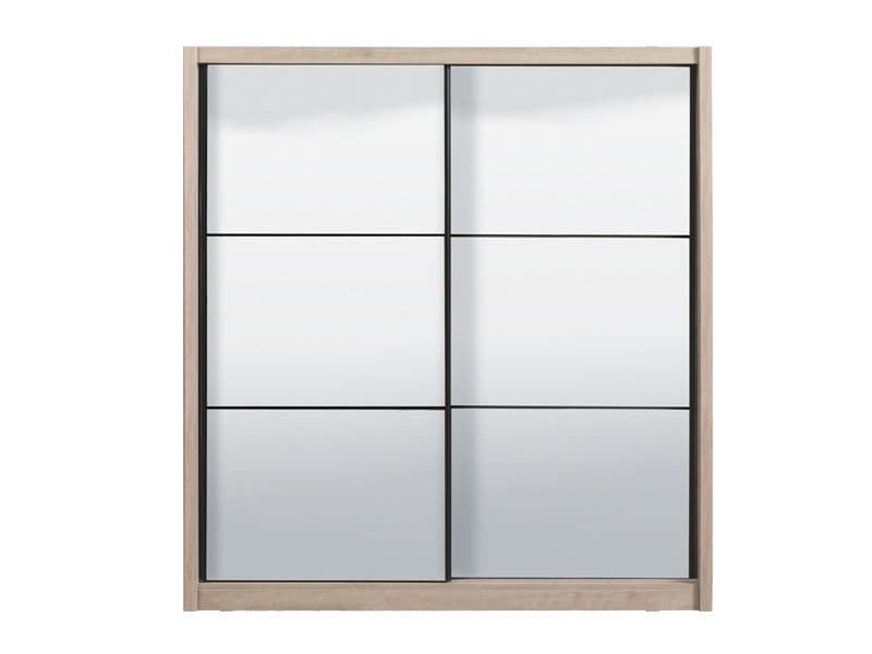 'Londres' Oak Effect Full Mirrored Sliding Door Wardrobe 215.5cm