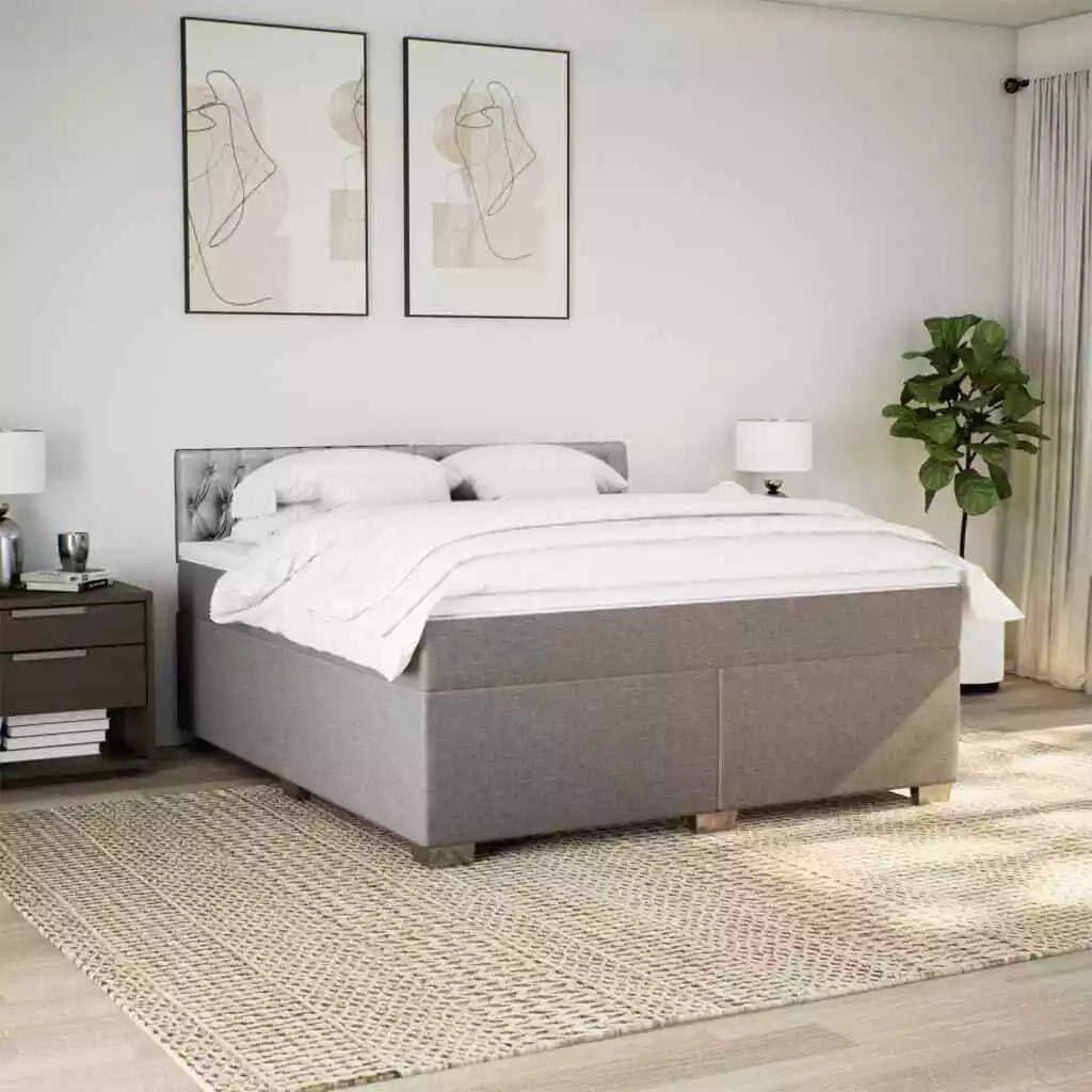 Box Spring Bed with Mattress Light Grey 180x200 cm Fabric
