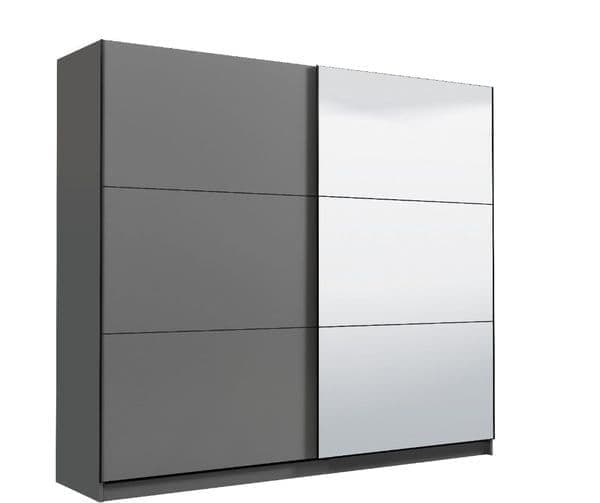 'Louis' Grey Full Mirrored Sliding Door Wardrobe 220cm