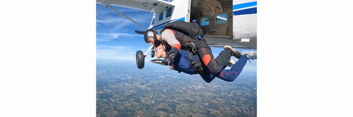 Steve jumps out of a plane!