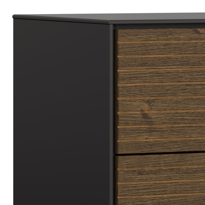 La collection Lane. Buffet 2 portes 3 tiroirs en espresso brossé noir granulé