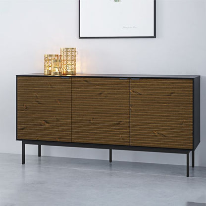 La collection Lane. Buffet 3 portes en espresso brossé noir granulé