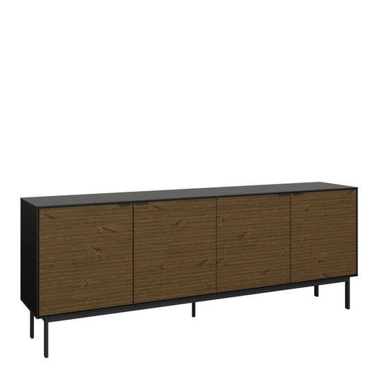 La collection Lane. Buffet 4 portes en espresso brossé noir granulé