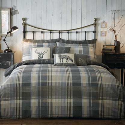 Parure de lit 100 % coton brossé « Kentish » en gris