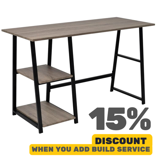Desk With 2 Shelves Grey And Oak