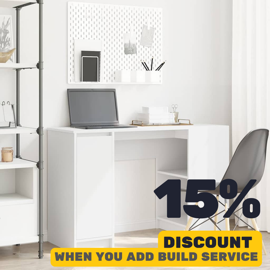 White Desk 120x 42 x 76cm Engineered Wood