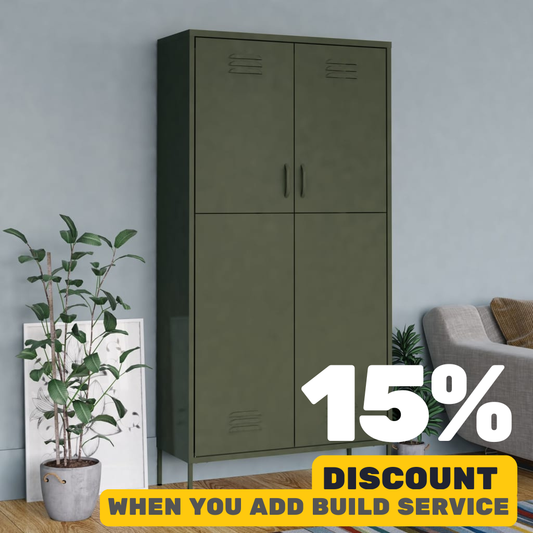 Olive Green Steel Wardrobe 90 x50 x 180 cm