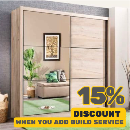 'City Living' Oak Effect Sliding Door Wardrobe 215cm