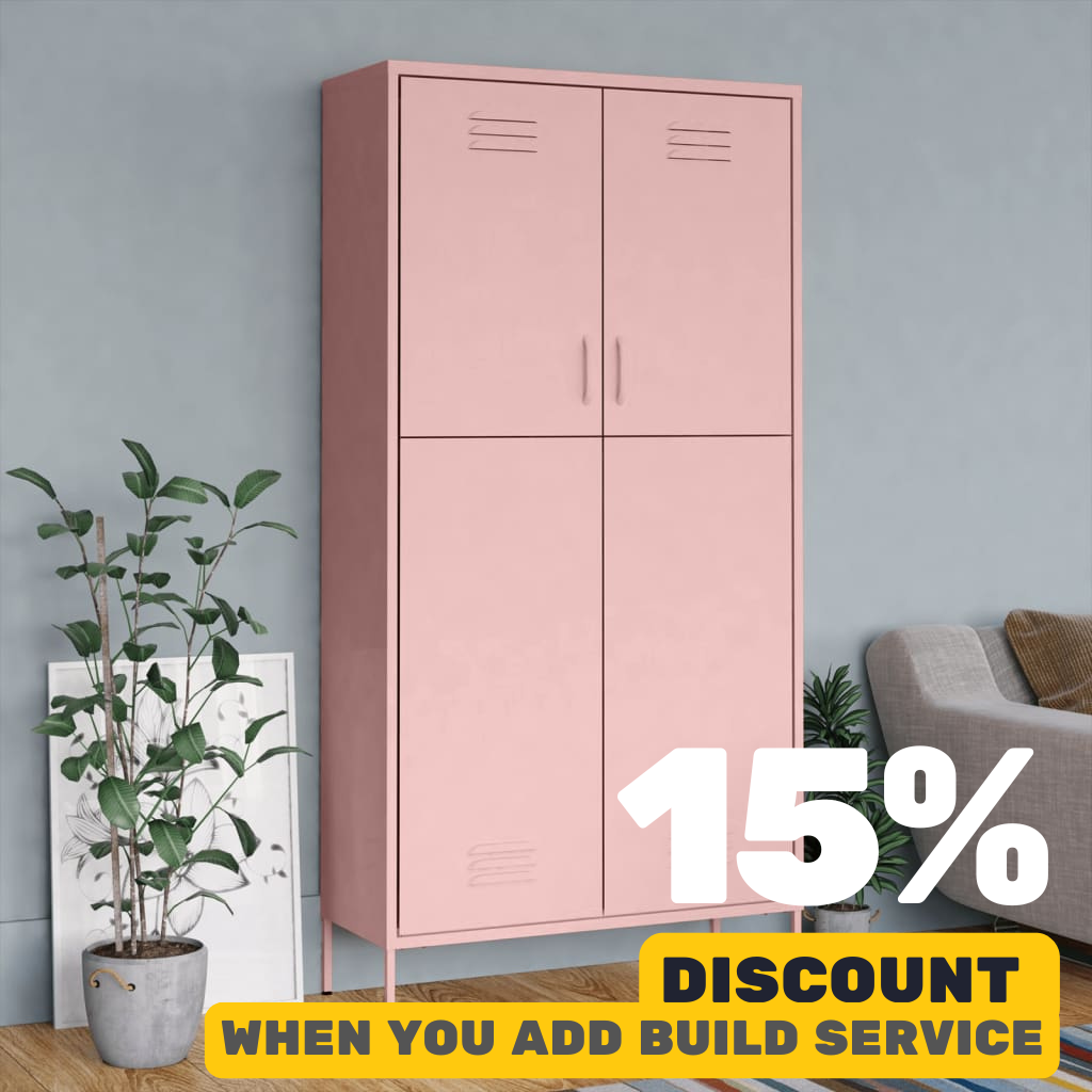 Pink Steel Wardrobe 90 x50 x 180 cm