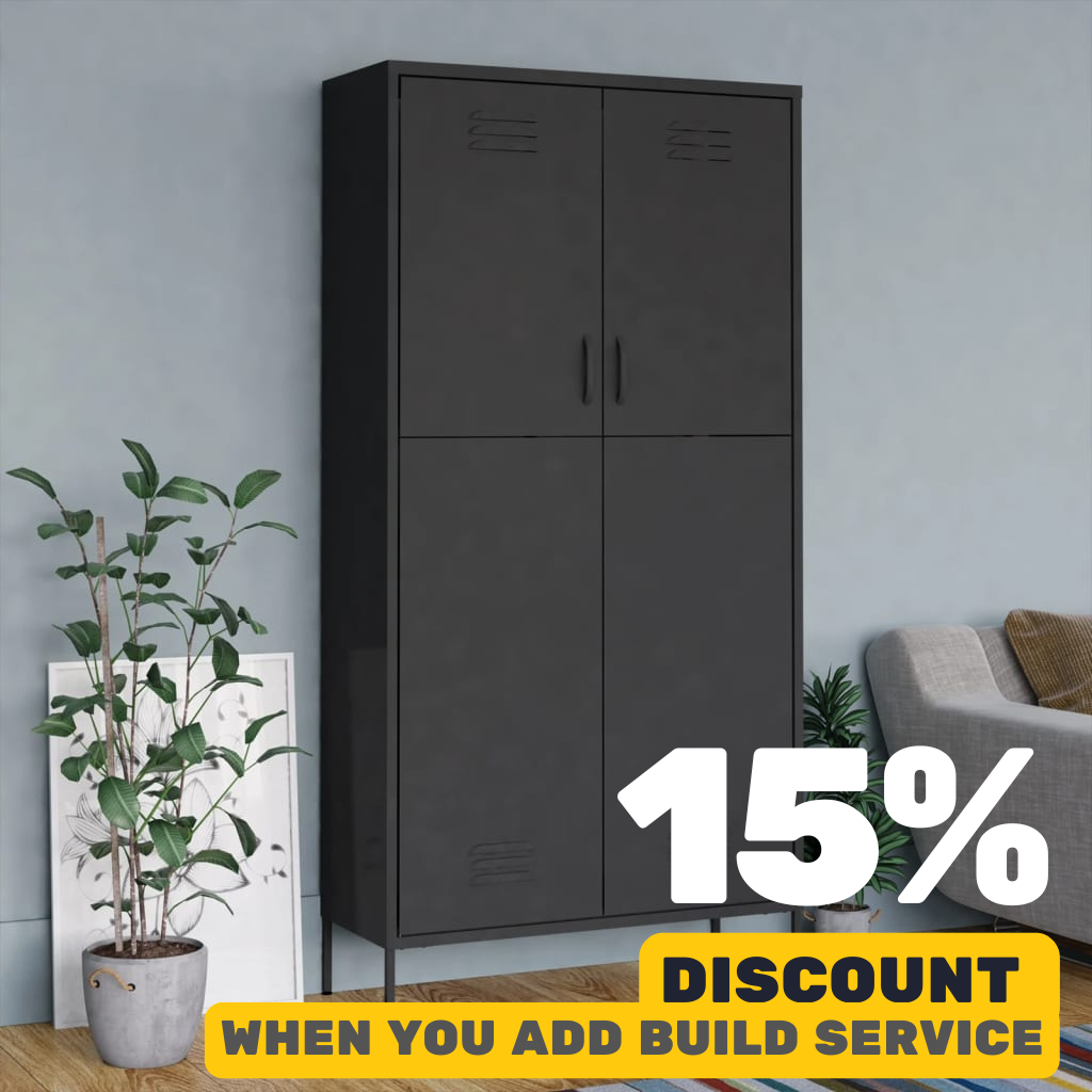 Anthracite Steel Wardrobe 90 x50 x 180 cm