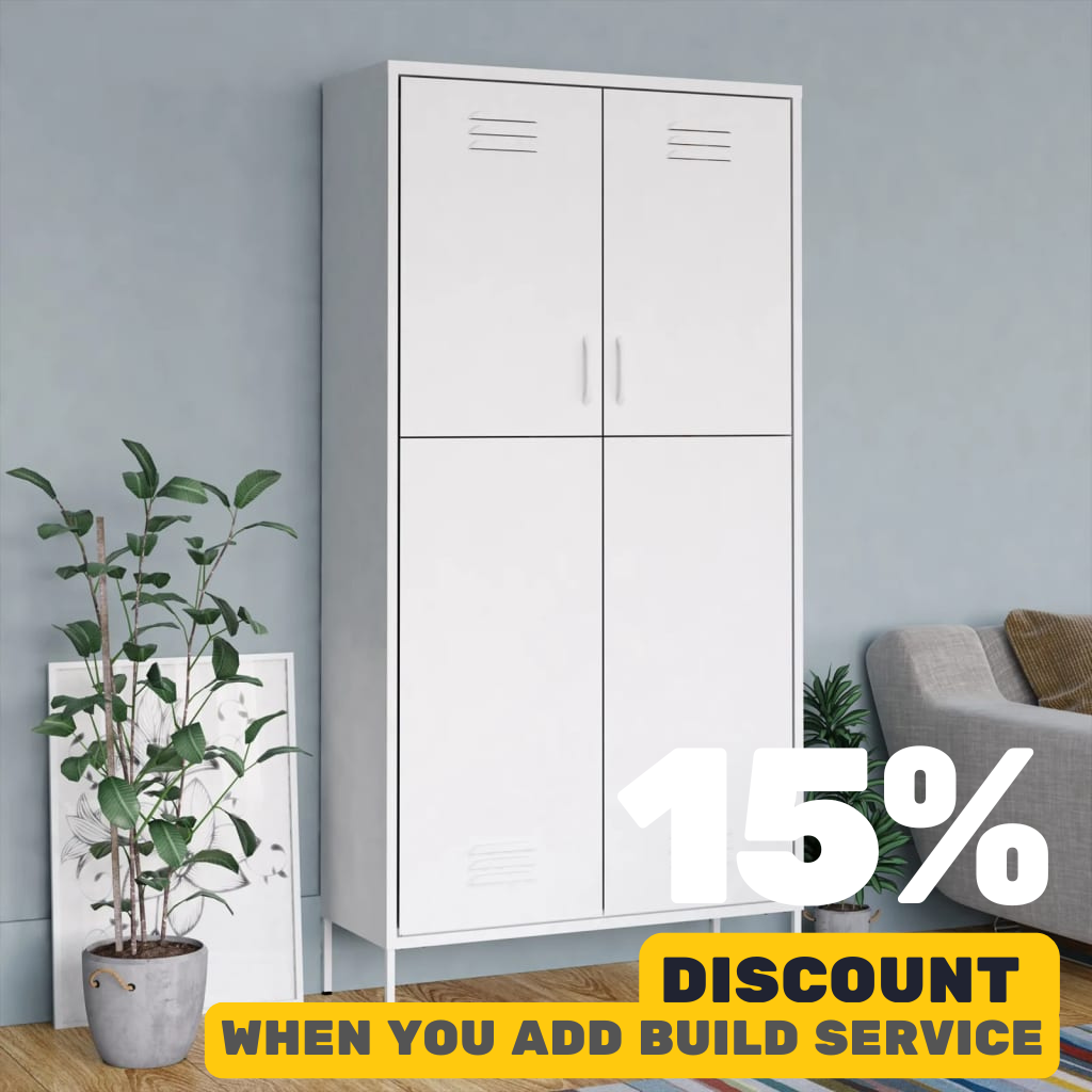 White Steel Wardrobe 90 x50 x 180 cm