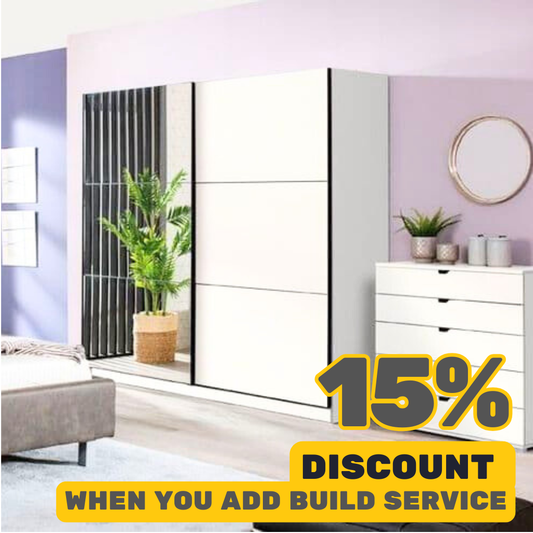 'Louis' White Full Mirrored Sliding Door Wardrobe 220cm