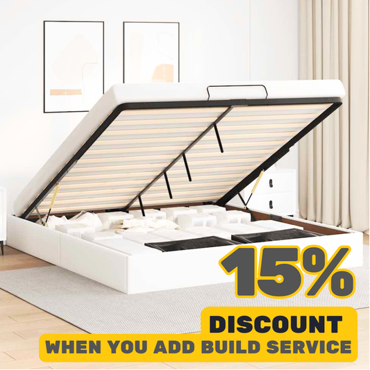 White Ottoman Bed Frame (No mattress) Super King Faux Leather