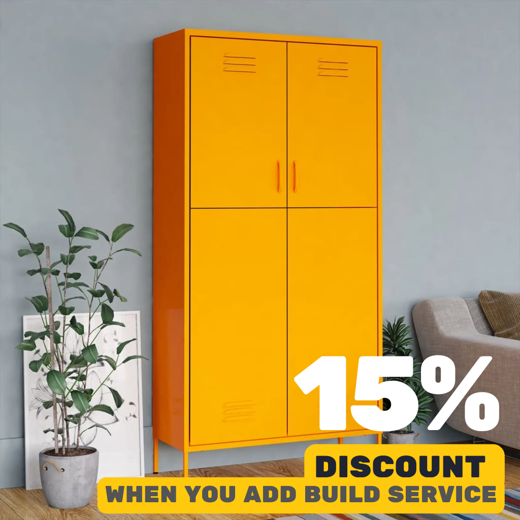 Mustard Yellow Steel Wardrobe 90 x50 x 180 cm