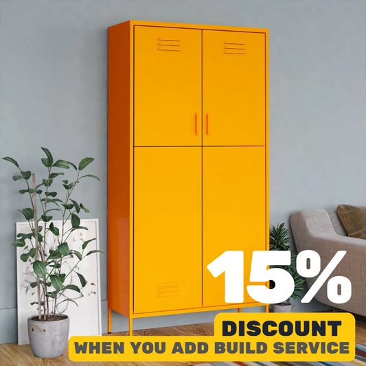 Mustard Yellow Steel Wardrobe 90 x50 x 180 cm