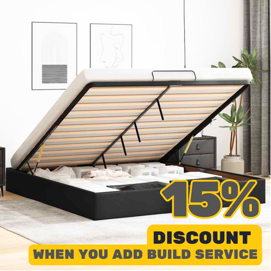 Black Ottoman Bed Frame (No mattress) Super King Faux Leather