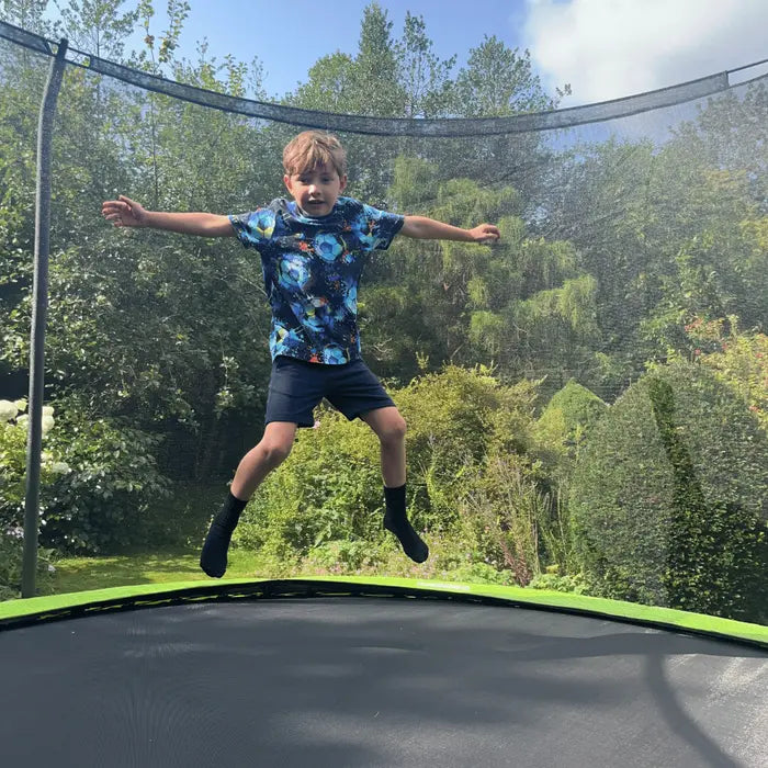 12ft JumpPRO™ Xplore Green Round Trampoline with Enclosure