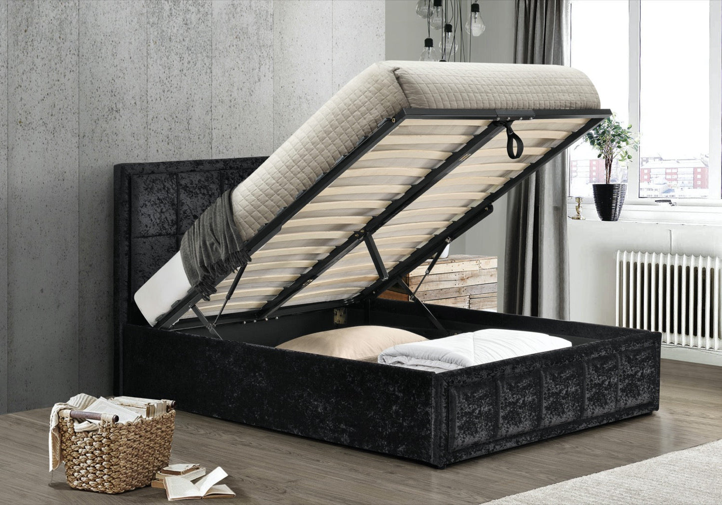 Lit king size de style ottoman gris 