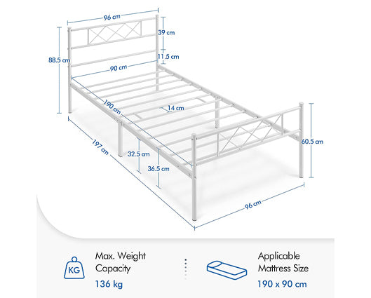 KFP HOME | Everyday Collection - 3ft single metal bed