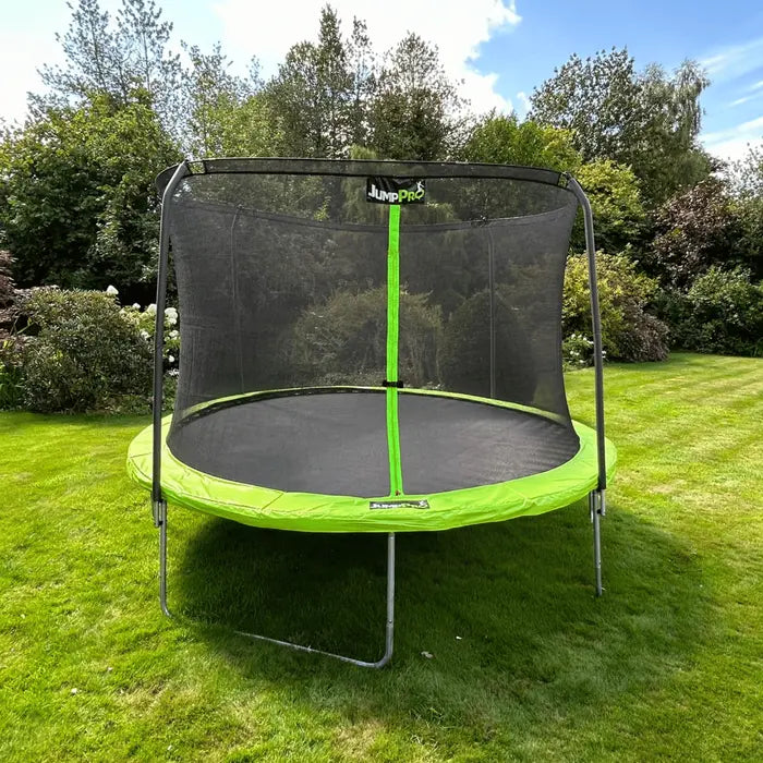 12ft JumpPRO™ Xplore Green Round Trampoline with Enclosure