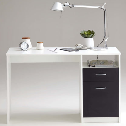 FMD Desk with 1 Drawer 123x50x76.5 cm White and Black