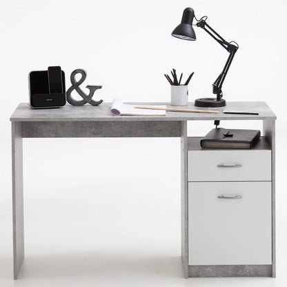 FMD Desk with 1 Drawer 123x50x76.5 cm Concrete and White