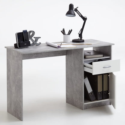 FMD Desk with 1 Drawer 123x50x76.5 cm Concrete and White