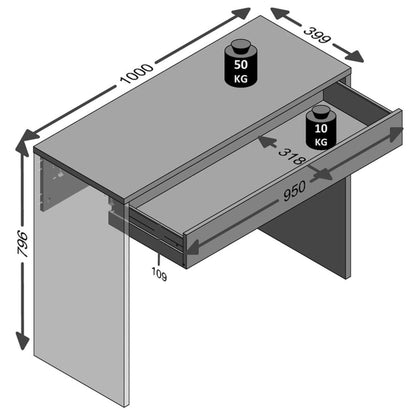 FMD Desk with Wide Drawer 100x40x80 cm White