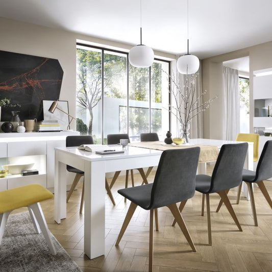Large Extending Dining Table 160-200cm in White and High Gloss