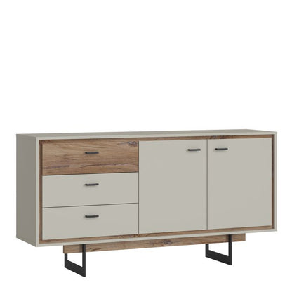 Buffet 2 portes et 3 tiroirs en gris et chêne