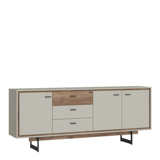 Buffet 3 portes et 3 tiroirs en gris et chêne