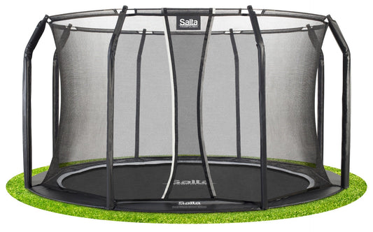 13ft (397cm) Salta BLACK Royal Baseground Round Trampoline with Enclosure