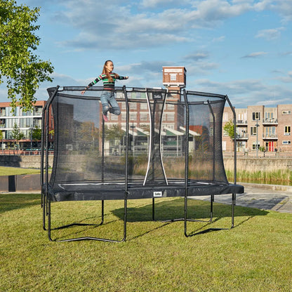 10ft x 7ft Salta Black Rectangular Premium Trampoline with Enclosure