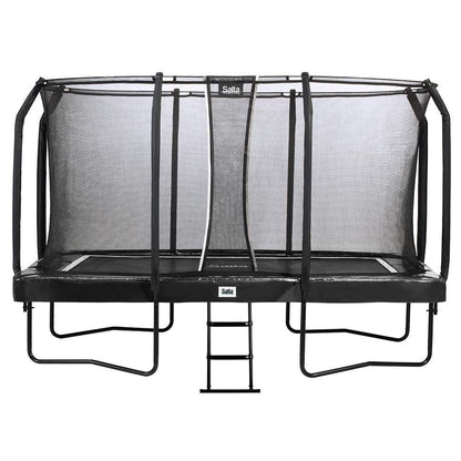 Trampolín Salta rectangular NEGRO de 14 pies (427 cm) x 8 pies (244 cm) con cerramiento