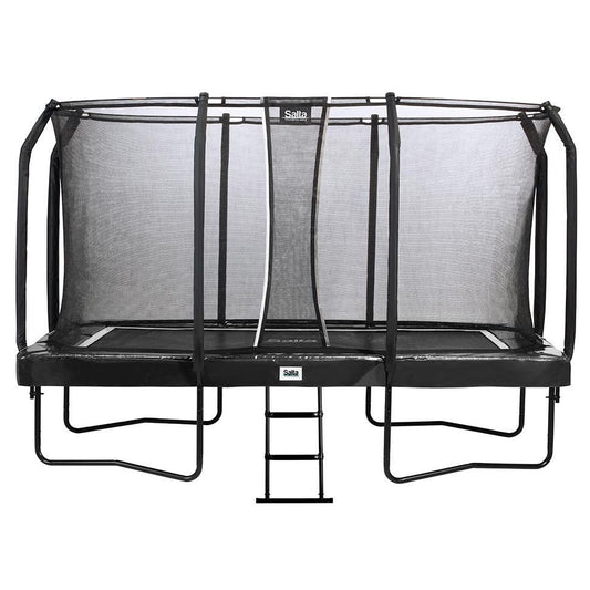 Trampolín Salta rectangular NEGRO de 14 pies (427 cm) x 8 pies (244 cm) con cerramiento
