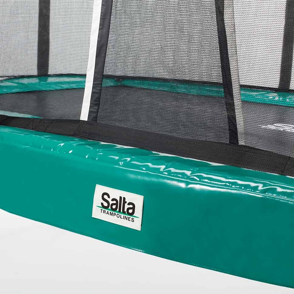 12ft x 7ft Salta Green Rectangular First Class Trampoline with Enclosure