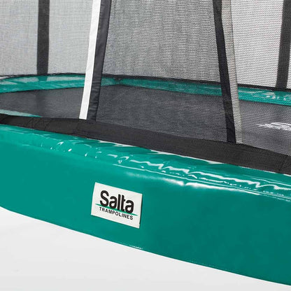 12ft x 7ft Salta Green Rectangular First Class Trampoline with Enclosure