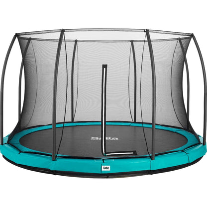 14ft (427cm) Salta GREEN Comfort Edition InGround Round Trampoline with Enclosure