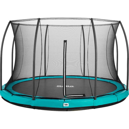 14ft (427cm) Salta GREEN Comfort Edition InGround Round Trampoline with Enclosure