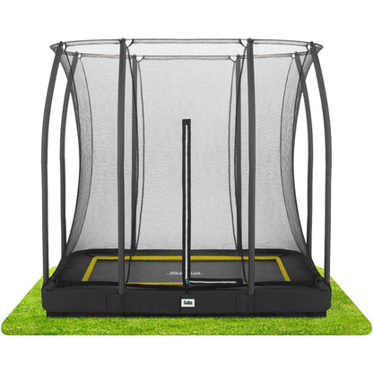 7ft (214cm) x 5ft (153cm) Salta BLACK Rectangular Comfort Edition Inground Trampoline with Enclosure