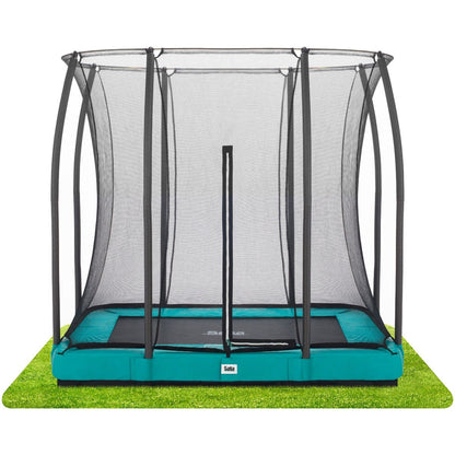 Trampolín rectangular Salta VERDE de 7 pies (214 cm) x 5 pies (153 cm) con cerramiento